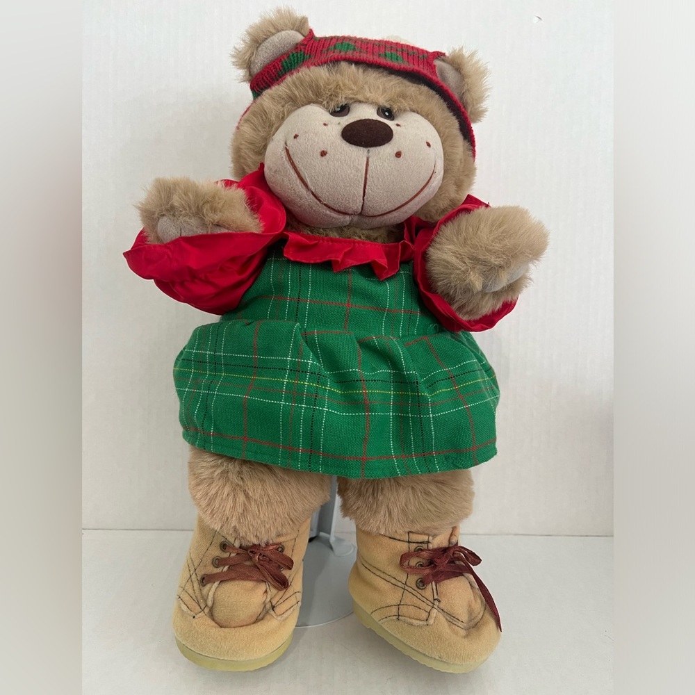 Vintage Trappers Christmas Bear Plush With Work Boots & Dress